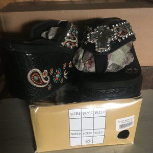 Flip flops with rhinestone cross